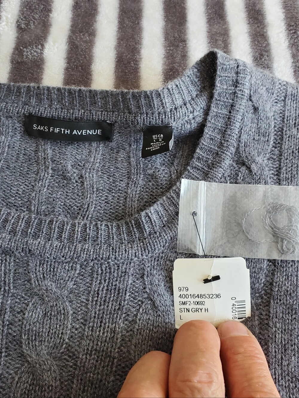Saks Fifth Avenue Men's Heather Gray Cable Crewneck Sweater